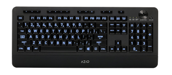Azio Vision Backlit USB Keyboard w/Large Print keys, 5 Backlight Colors