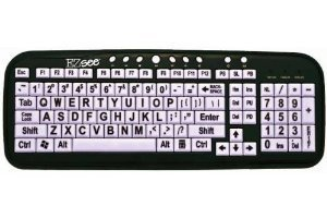 EZSee by DC: Large Print Keyboard Wired USB White Keys w/Black Jumbo Oversized Print Letters
